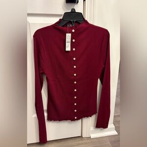 J. Crew Women's Burgundy Button-Down Shirt